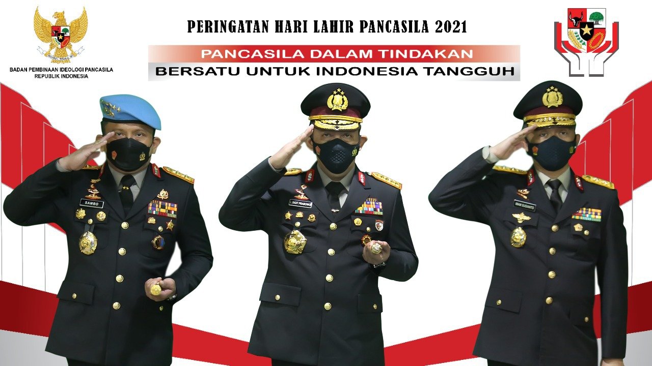 'Persatuan Indonesia' dalam melawan dan memerangi Pandemi Covid-19 yang saat ini sedang dihadapi oleh Indonesia, merupakan salah satu implementasi dari Memeperingati Hari Lahir Pancasila " kata Kapolri Sigit dalam keterangan tertulisnya, Jakarta, Selasa (1/6/2021).