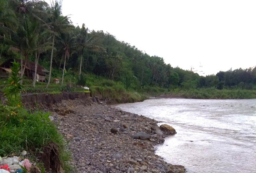 Pemukiman penduduk di Dusun Ngiwon Desa Banyuwangi Kecamatan Bandongan Kabupaten Magelang, terancam abrasi Sungai Progo.