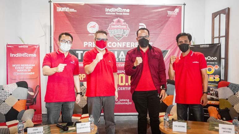 IndiHome bekerjasama dengan E-Sport Indonesia (ESI) Jawa Tengah untuk menyelenggarakan Event “IndiHome Borobudur Cup 2022” Online to Offline Free Fire Competition. Foto istimewa