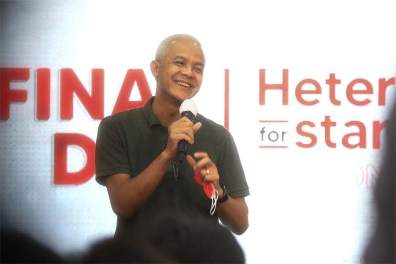 HFS. Gubernur Jawa Tengah Ganjar Pranowo saat menghadiri Hetero for Startup (HFS) session 2 (foto humas pemprov jateng)
