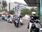 Peserta city touring Yamaha Grand Filano Hybrid-Connected berangkat dari tempat start Ambarrukmo Plaza Yogyakarta. (Nur Imron Rosadi / Magelang Ekspres)